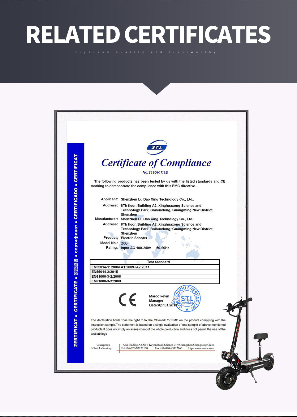 Bestselling in Europe and America convenient for going out high-end electric scooter
